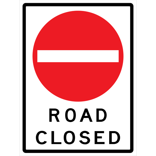 "Road Closed" Roll-Up Traffic Sign, 36" x 48", Vinyl, English with Pictogram Ottawa Fastener Supply