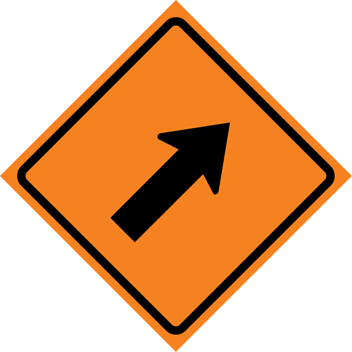 Right Diagonal Arrow Roll-Up Traffic Sign, 36" x 36", Vinyl, Pictogram Ottawa Fastener Supply