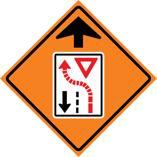 Yield Ahead Roll-Up Traffic Sign, 29-1/2" x 29-1/2", Vinyl, Pictogram Ottawa Fastener Supply