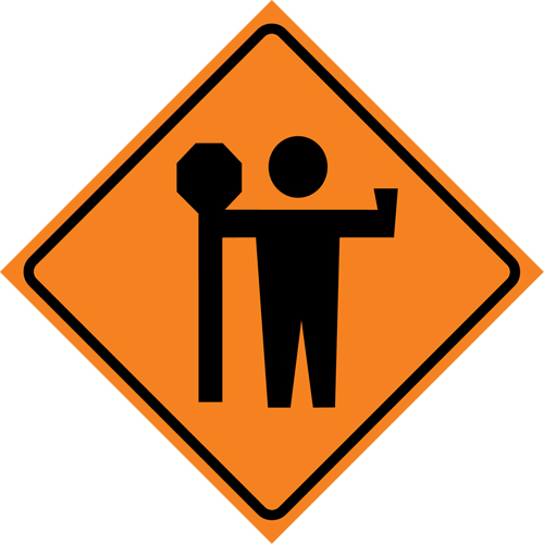 Flagman Roll-Up Sign Traffic Sign, 36" x 36", Vinyl, Pictogram Ottawa Fastener Supply