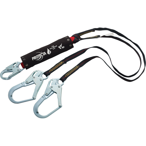 Pro Pack Hot Work Shock-Absorbing Lanyard, 4', Rebar Hook Center, Snap Hook Leg Ends, Kevlar&reg; Ottawa Fastener Supply