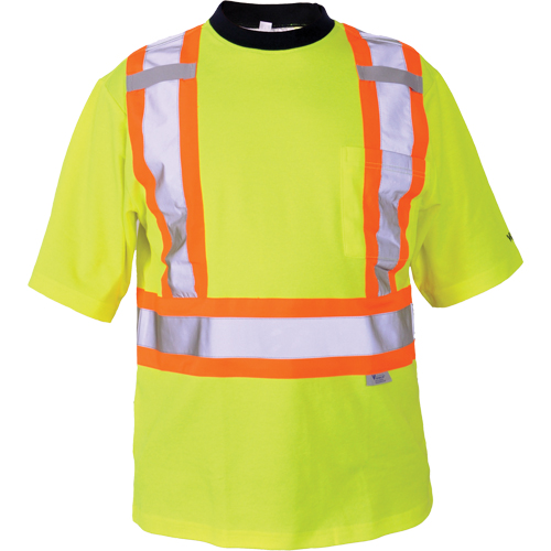 Safety T-Shirt, Polyester, Medium, High Visibility Lime-Yellow Ottawa Fastener Supply