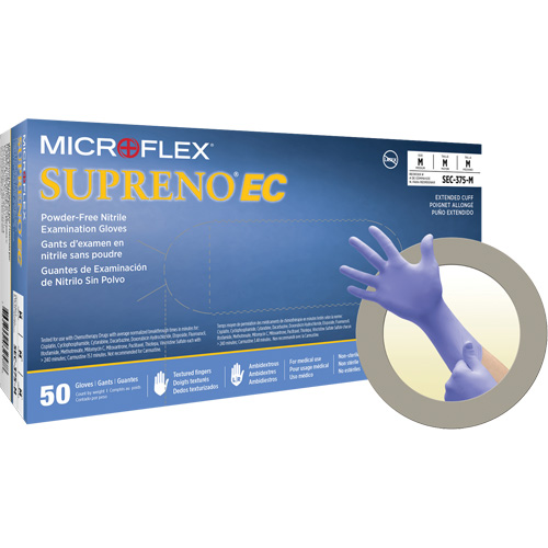 Supreno&reg; EC Gloves, Small, Nitrile, 5.5-mil, Powder-Free, Purple, Class 2 Ottawa Fastener Supply