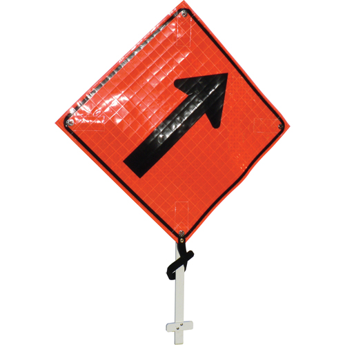 Right Diagonal Arrow Pole Sign, 24" x 24", Vinyl, Pictogram Ottawa Fastener Supply