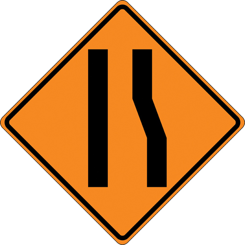 Tilt-Adjust Merge Left Roll-Up Construction Sign, 36" x 36", Vinyl, Pictogram Ottawa Fastener Supply