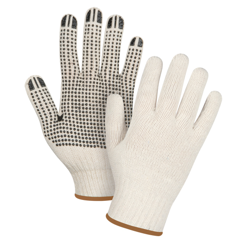 Heavyweight Dotted String Knit Gloves, Poly/Cotton, Single Sided, 7 Gauge, Large Ottawa Fastener Supply