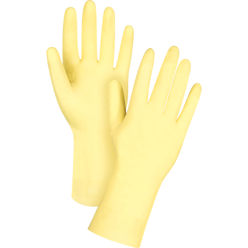 Premium Canary Yellow Chemical-Resistant Gloves, Size Small/7, 12" L, Rubber Latex, Flock-Lined Inner Lining, 18-mil Ottawa Fastener Supply