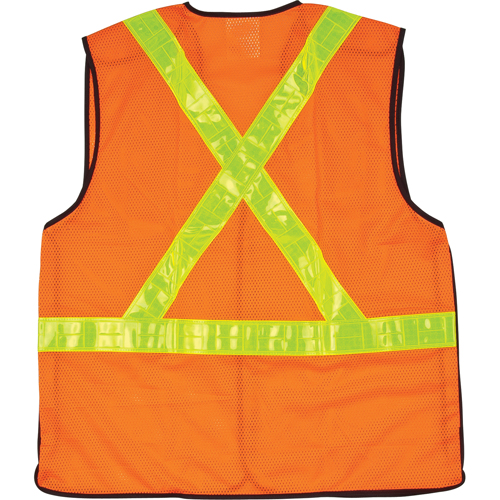 5-Point Tear-Away Traffic Safety Vest, High Visibility Orange, Medium, Polyester Ottawa Fastener Supply