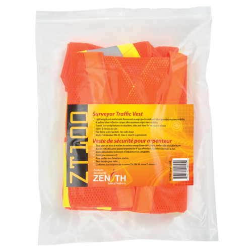 Surveyor's Safety Vest, High Visibility Orange, Large, Polyester Ottawa Fastener Supply