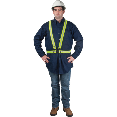 Standard-Duty Safety Harness, High Visibility Lime-Yellow, Silver Reflective Colour, Medium Ottawa Fastener Supply