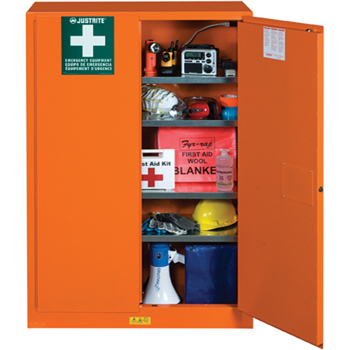 Armoires de rangement pour pr&eacute;paration aux situations d'urgence, Acier, 4 Tablettes, 65" h x 43" la x 18" P, Orange Ottawa Fastener Supply