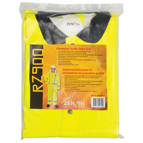 RZ900 Premium Traffic Rain Suit, Polyester/PVC, Medium, Lime-Yellow Ottawa Fastener Supply