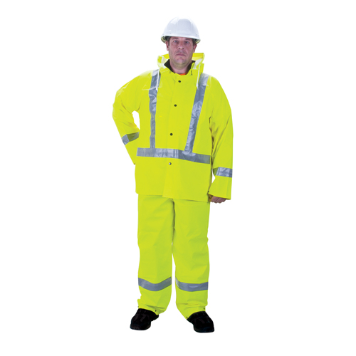 RZ900 Premium Traffic Rain Suit, Polyester/PVC, Medium, Lime-Yellow Ottawa Fastener Supply