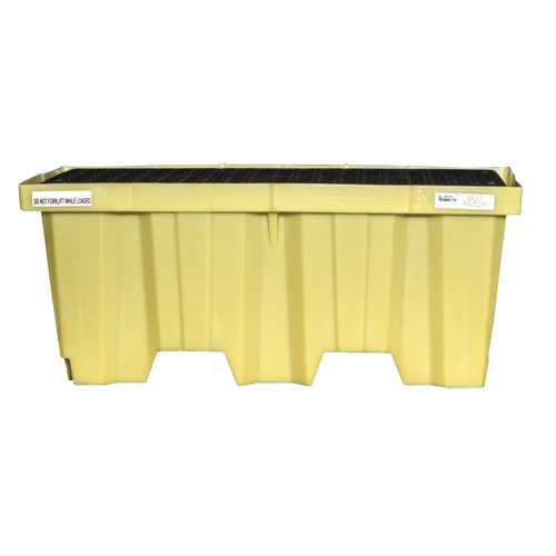 Palettes Poly-Spillpallet emboîtables avec drain pour 2 barils, Capacit&eacute; de d&eacute;versement 66 gal. US, 51" x 26" x 21" Ottawa Fastener Supply