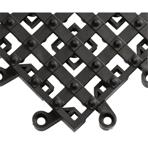 ErgoDeck&reg; Matting With Integrated No-Slip Cleats No. 553, PVC, 1-1/2' W x 1-1/2' L, 7/8" Thick, Black Ottawa Fastener Supply