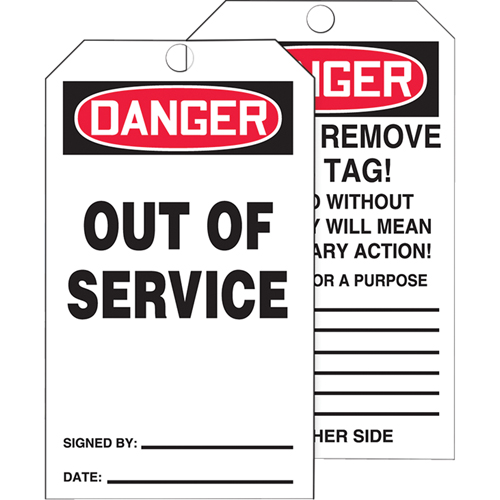 Tags By-The-Roll Safety Tags, Cardstock, 3" W x 6-1/4" H, English Ottawa Fastener Supply
