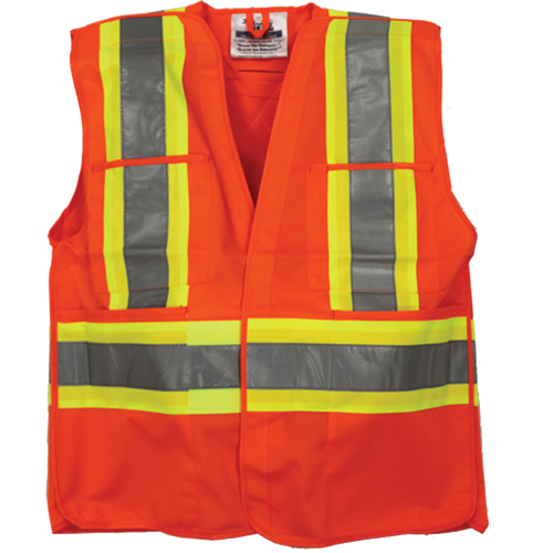 Veste de s&eacute;curit&eacute; pour la circulation, Orange haute visibilit&eacute;, 2T-Grand/3T-Grand, Polyester Ottawa Fastener Supply