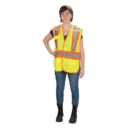 CSA Compliant High Visibility Surveyor Vest, High Visibility Lime-Yellow, Medium, Polyester Ottawa Fastener Supply