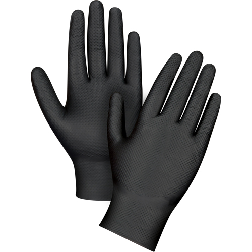 Heavyweight Tactile Grip Examination Gloves, Small, Nitrile, 8-mil, Powder-Free, Black Ottawa Fastener Supply