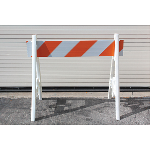 Barricades, En A, 96" lo x 40" h, Orange/Blanc Ottawa Fastener Supply