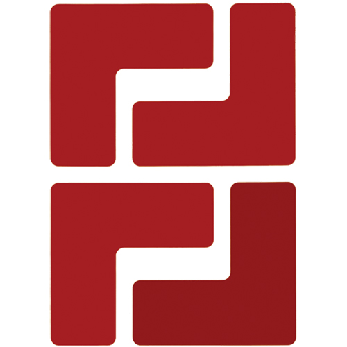 Floor Corner Marks, L, 5" L x 2" W, Red, Polyester Ottawa Fastener Supply