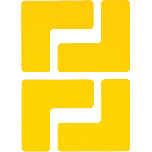 Floor Corner Marks, L, 5" L x 2" W, Yellow, Polyester Ottawa Fastener Supply