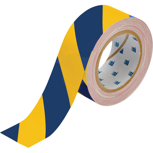 ToughStripe&reg; Floor Marking Tape, 2" x 100', Polyester, Blue and Yellow Ottawa Fastener Supply