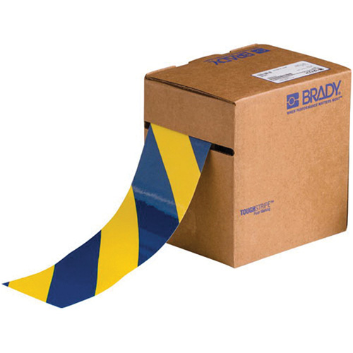ToughStripe&reg; Floor Marking Tape, 3" x 100', Polyester, Blue and Yellow Ottawa Fastener Supply