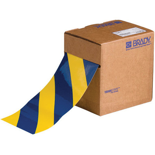 ToughStripe&reg; Floor Marking Tape, 4" x 100', Polyester, Blue and Yellow Ottawa Fastener Supply