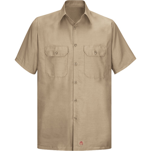 Short Sleeve Ripstop Shirt, Men's, Large (Tall), Khaki Ottawa Fastener Supply