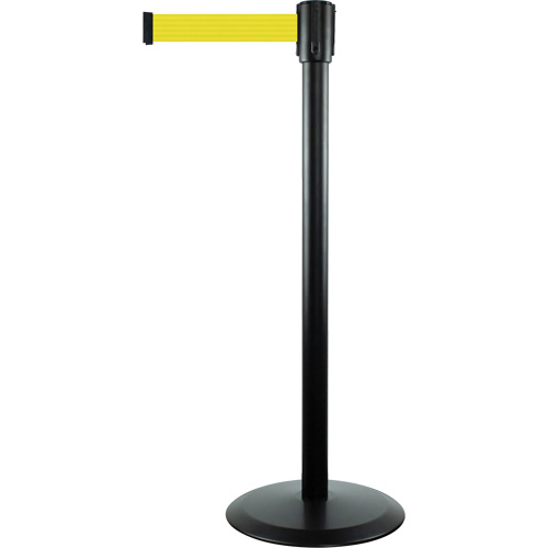 Montant pour barri&egrave;re Slimline TensaBarrier, Acier, 38" h, Ruban Jaune, Longueur du ruban 7,5' Ottawa Fastener Supply