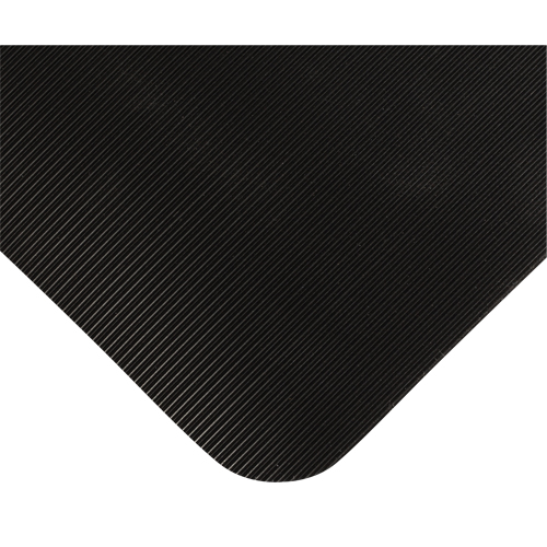 Tapis tr&egrave;s robuste pour panneau de contr&ocirc;le No 720, Ondul&eacute;, 3' x 10' x 5/8", Noir, PVC Ottawa Fastener Supply