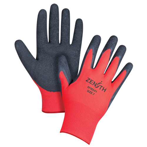 Black & Red Crinkle Grip Coated Gloves, 6/X-Small, Rubber Latex Coating, 13 Gauge, Polyester Shell Ottawa Fastener Supply