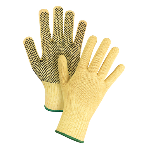 Gants tricot&eacute;s sans couture &agrave; pois, Taille Moyen/8, Calibre 7, Rev&ecirc;tement PVC, Enveloppe en Kevlar, ASTM ANSI niveau A2/EN 388 niveau 3 Ottawa Fastener Supply