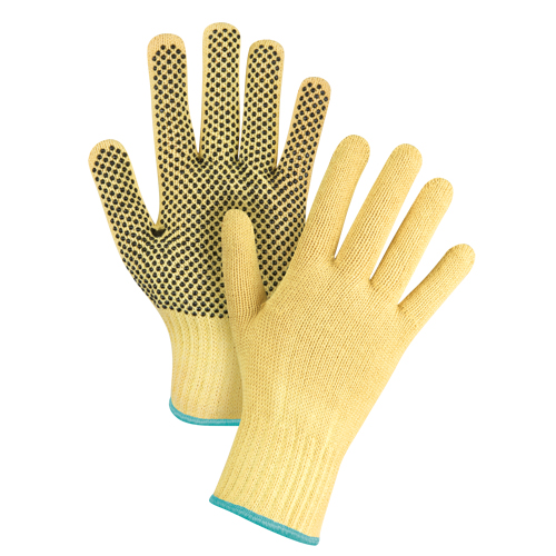 Gants tricot&eacute;s sans couture &agrave; pois, Taille T-Grand/10, Calibre 7, Rev&ecirc;tement PVC, Enveloppe en Kevlar, ASTM ANSI niveau A2/EN 388 niveau 3 Ottawa Fastener Supply