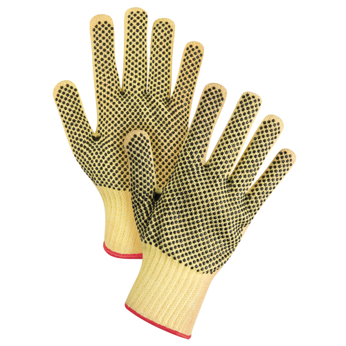 Gants tricot&eacute;s deux c&ocirc;t&eacute;s, sans couture, &agrave; pois, Taille Petit/7, Calibre 7, Rev&ecirc;tement PVC, Enveloppe en Kevlar, ASTM ANSI niveau A2/EN 388 niveau 3 Ottawa Fastener Supply