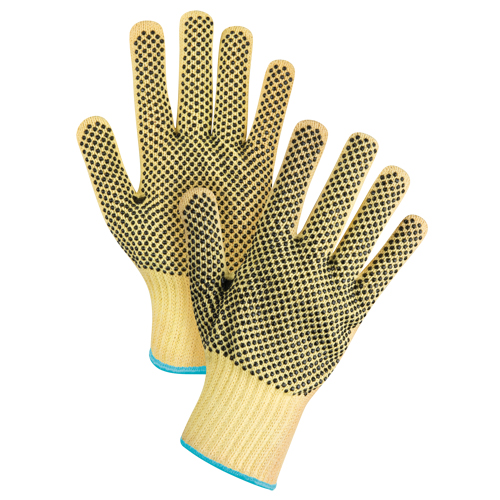 Gants tricot&eacute;s deux c&ocirc;t&eacute;s, sans couture, &agrave; pois, Taille T-Grand/10, Calibre 7, Rev&ecirc;tement PVC, Enveloppe en Kevlar, ASTM ANSI niveau A2/EN 388 niveau 3 Ottawa Fastener Supply