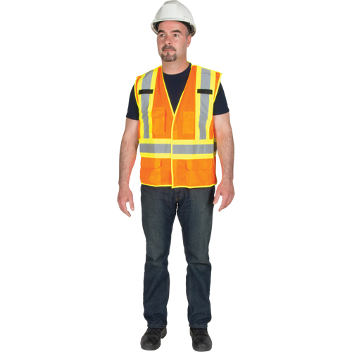 Veste de s&eacute;curit&eacute; d&eacute;tachable en cinq points de premi&egrave;re qualit&eacute;, Orange haute visibilit&eacute;, Grand/T-Grand, Polyester Ottawa Fastener Supply