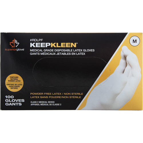 KeepKleen&reg; Disposable Medical Exam Grade Gloves, Large, Latex, 5-mil, Powder-Free, White, Class 2 Ottawa Fastener Supply