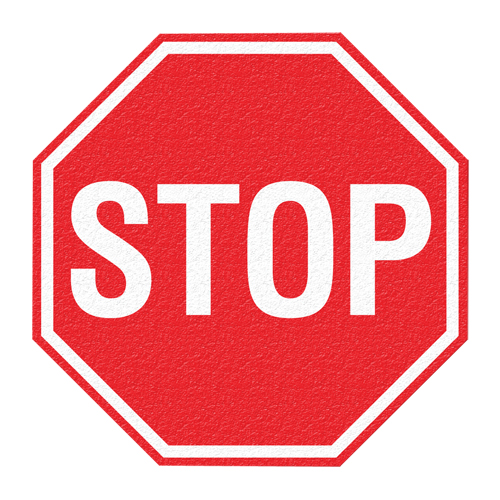 "Stop" Floor Sign, Adhesive, English with Pictogram Ottawa Fastener Supply