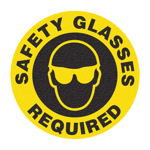 Panneau de signalisation au sol  Safety Glasses , Adh&eacute;sif, Anglais avec pictogramme Ottawa Fastener Supply