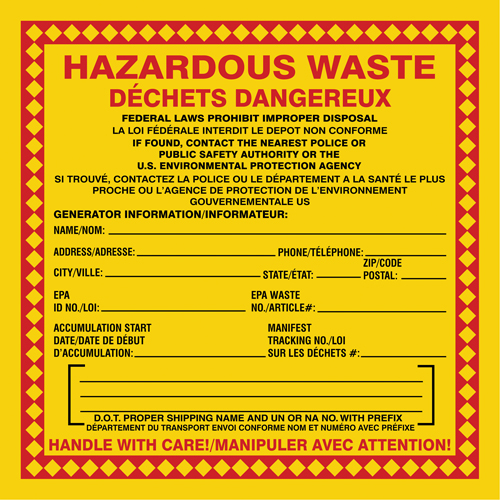 Accuform Signs "Hazardous Waste / Déchets Dangereux" Informational Sign