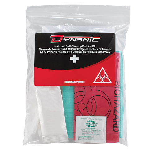 Trousse de premiers soins pour nettoyage de biorisques Dynamic, Dispositif m&eacute;dical Classe 1, Sac en plastique refermable Ottawa Fastener Supply