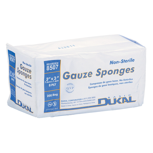Dynamic Gauze Sponge, Pad, 3" L x 3" W, Medical Device Class 1 Ottawa Fastener Supply