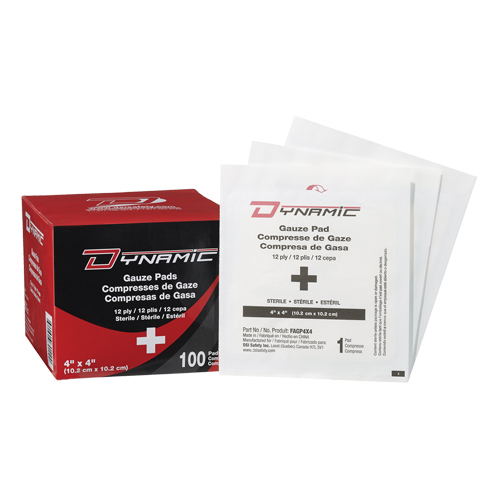 Gaze Dynamic, Tampon, 4" lo x 4" la, St&eacute;rile, Dispositif m&eacute;dical Classe 1 Ottawa Fastener Supply