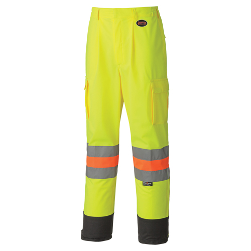 6009 Breathable Traffic Safety Pants, Polyester, X-Small, High Visibility Lime-Yellow Ottawa Fastener Supply