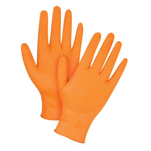 Heavyweight Gripper Gloves, Medium, Nitrile, 7-mil, Powder-Free, Orange Ottawa Fastener Supply