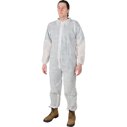 Coveralls, Medium, White, Polypropylene Ottawa Fastener Supply