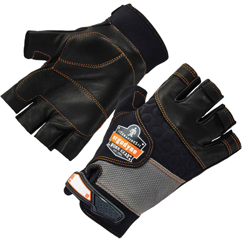 ProFlex 901 Half-Finger Leather Impact Gloves, Small, Grain Leather Palm, Hook & Loop Cuff Ottawa Fastener Supply