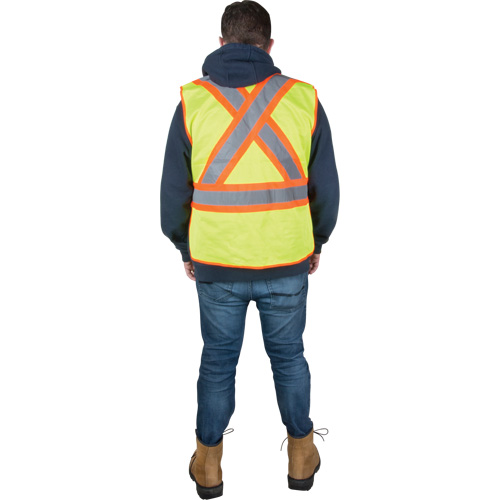 Veste d'arpenteur r&eacute;sistante aux flammes, Jaune lime haute visibilit&eacute;, Moyen, Polyester Ottawa Fastener Supply